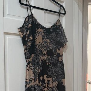 Black & Tan Floral Slip Dress